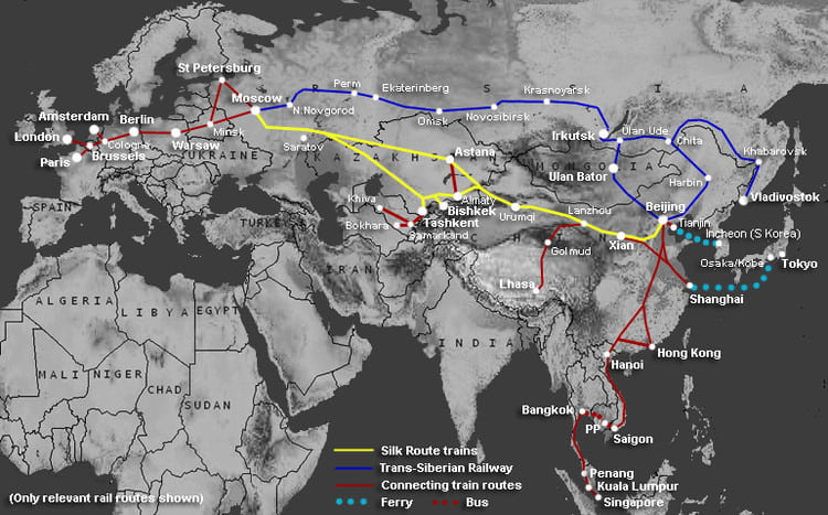 Asia UK railway map