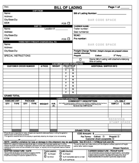 Bill of lading