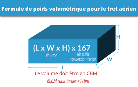 Formule de poids volumétrique pour le fret aérien